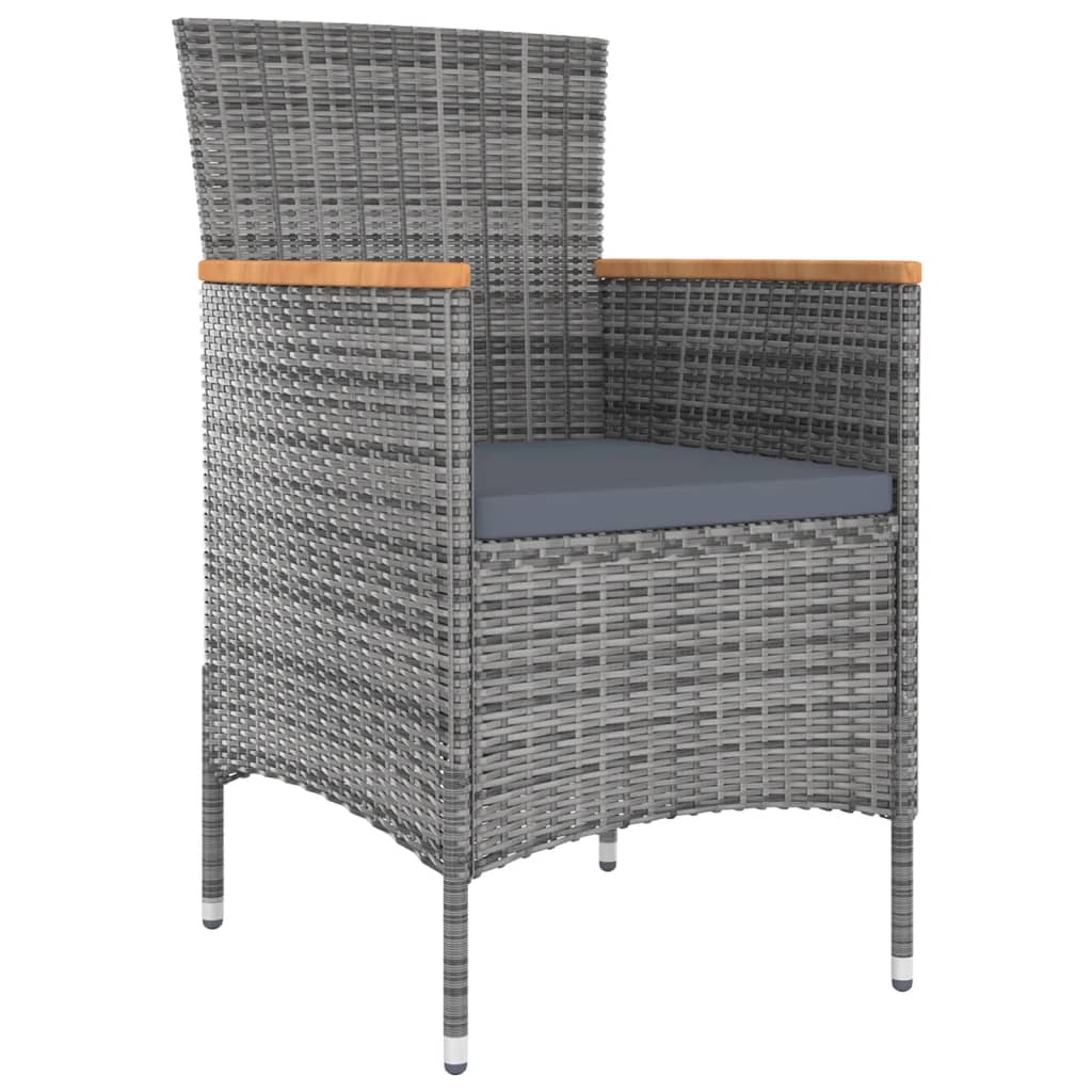 Ensemble à manger d'extérieur 5pcs coussins résine tressée gris