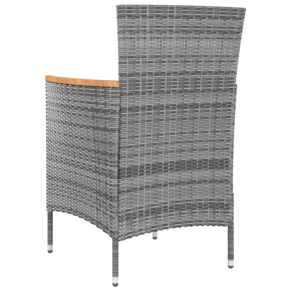 Ensemble à manger d'extérieur 5pcs coussins résine tressée gris