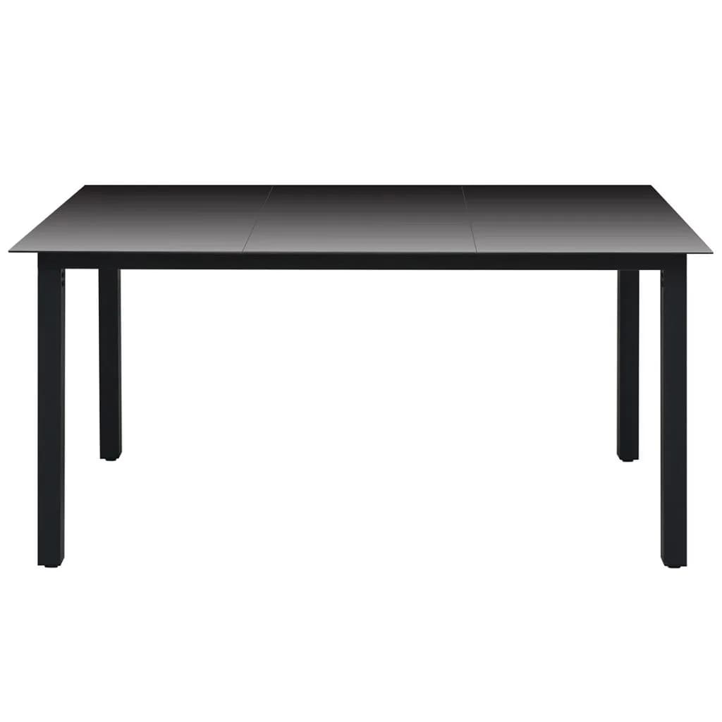 Ensemble à dîner de jardin avec coussins 5 pcs poly rotin noir
