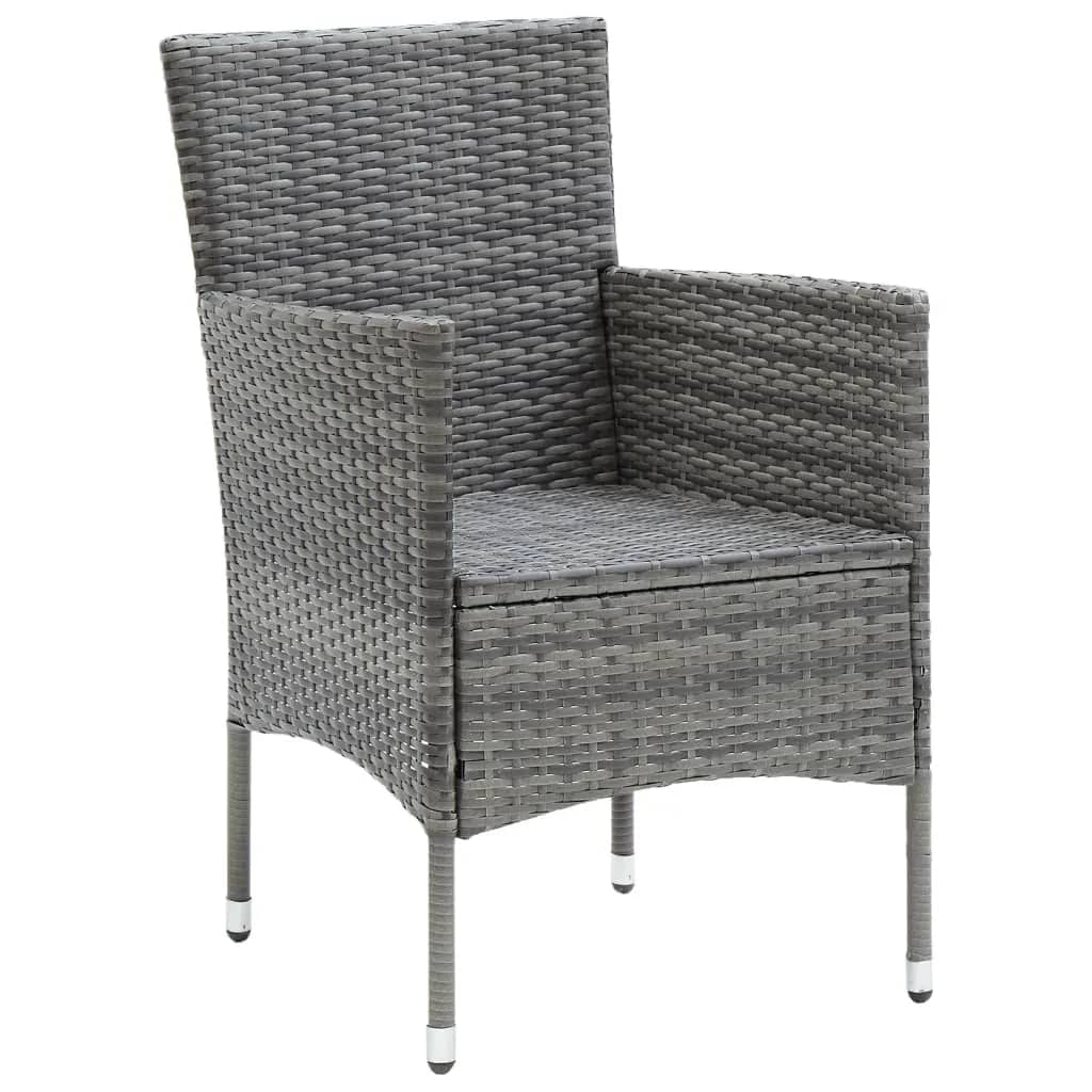 Ensemble à manger de jardin coussins 5pcs Résine tressée Gris