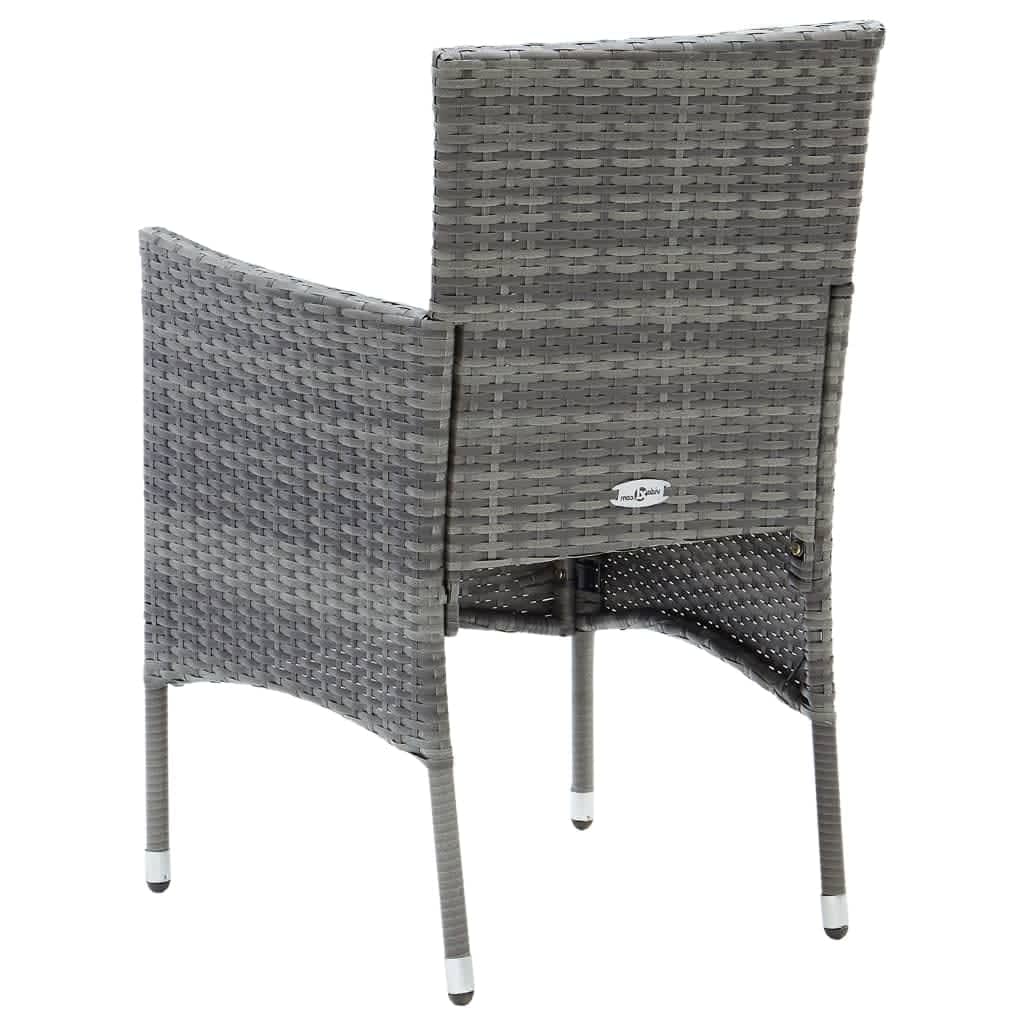Ensemble à manger de jardin coussins 5pcs Résine tressée Gris
