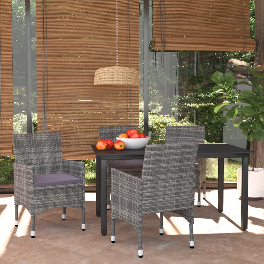 Ensemble à manger de jardin coussins 5pcs Résine tressée Gris