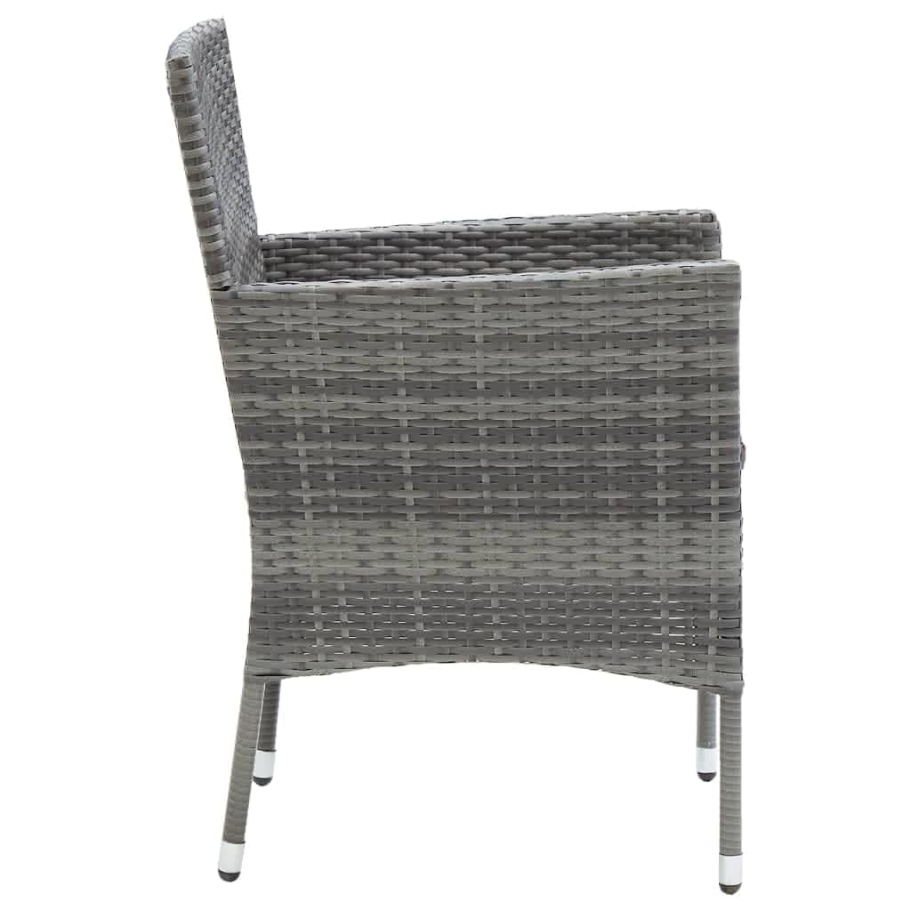 Ensemble à manger de jardin et coussins 9 pcs Poly rotin Gris