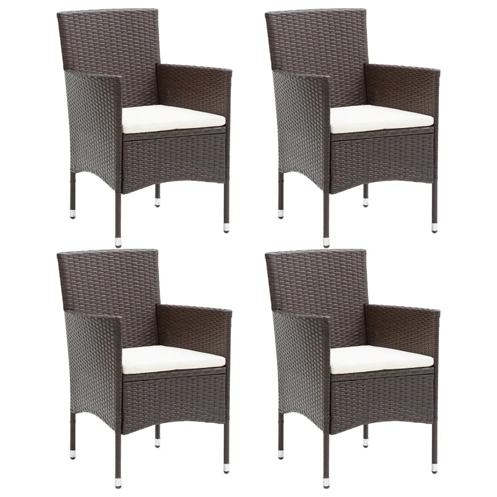 Ensemble à manger de jardin et coussins 5 pcs Poly rotin Marron