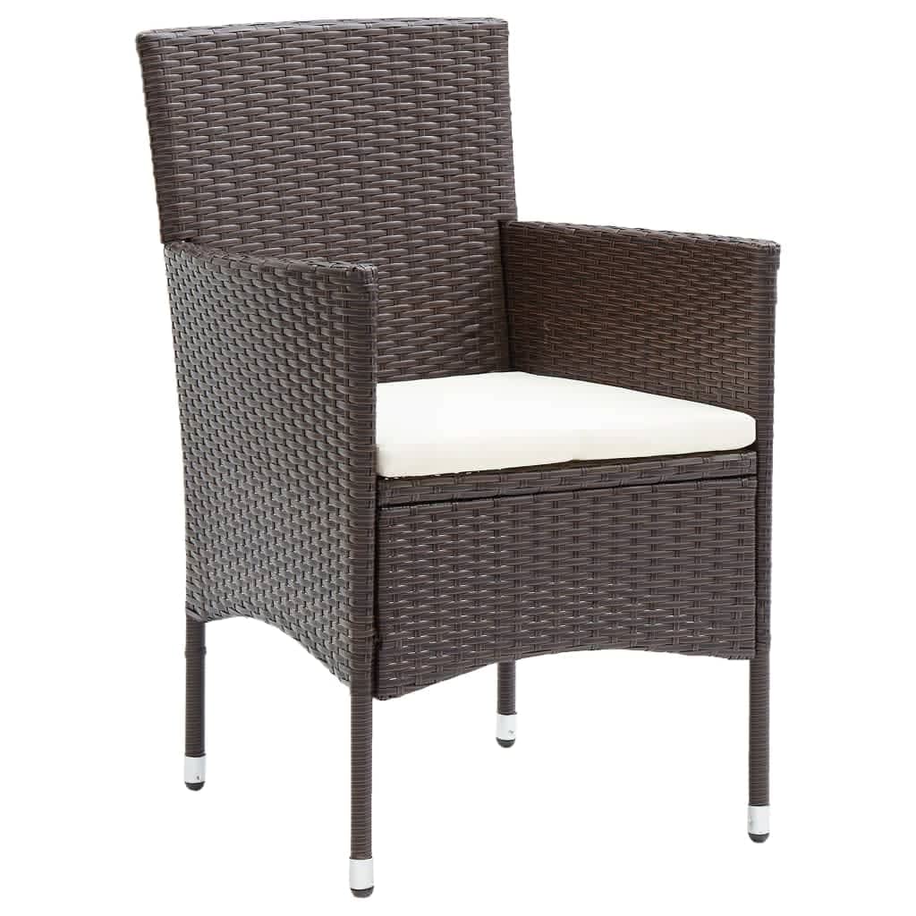 Ensemble à manger de jardin et coussins 5 pcs Poly rotin Marron