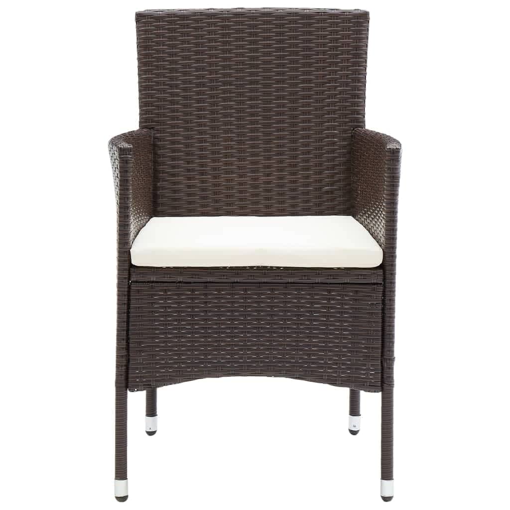 Ensemble à manger de jardin et coussins 5 pcs Poly rotin Marron