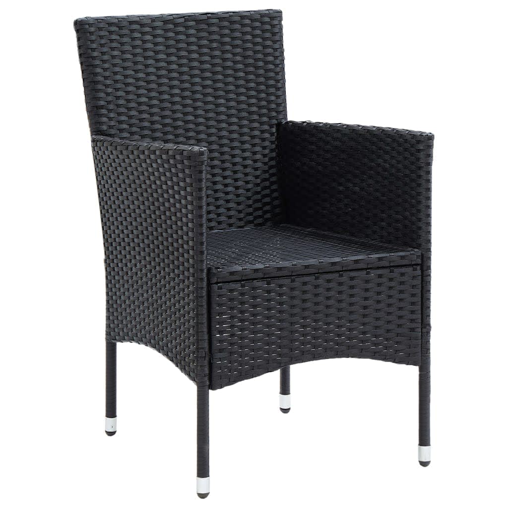 Ensemble à dîner de jardin avec coussins 5 pcs poly rotin noir