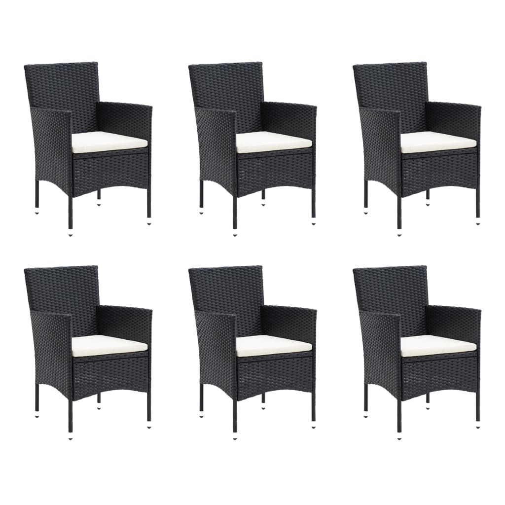 Ensemble à manger de jardin coussins 9pcs Résine tressée Noir