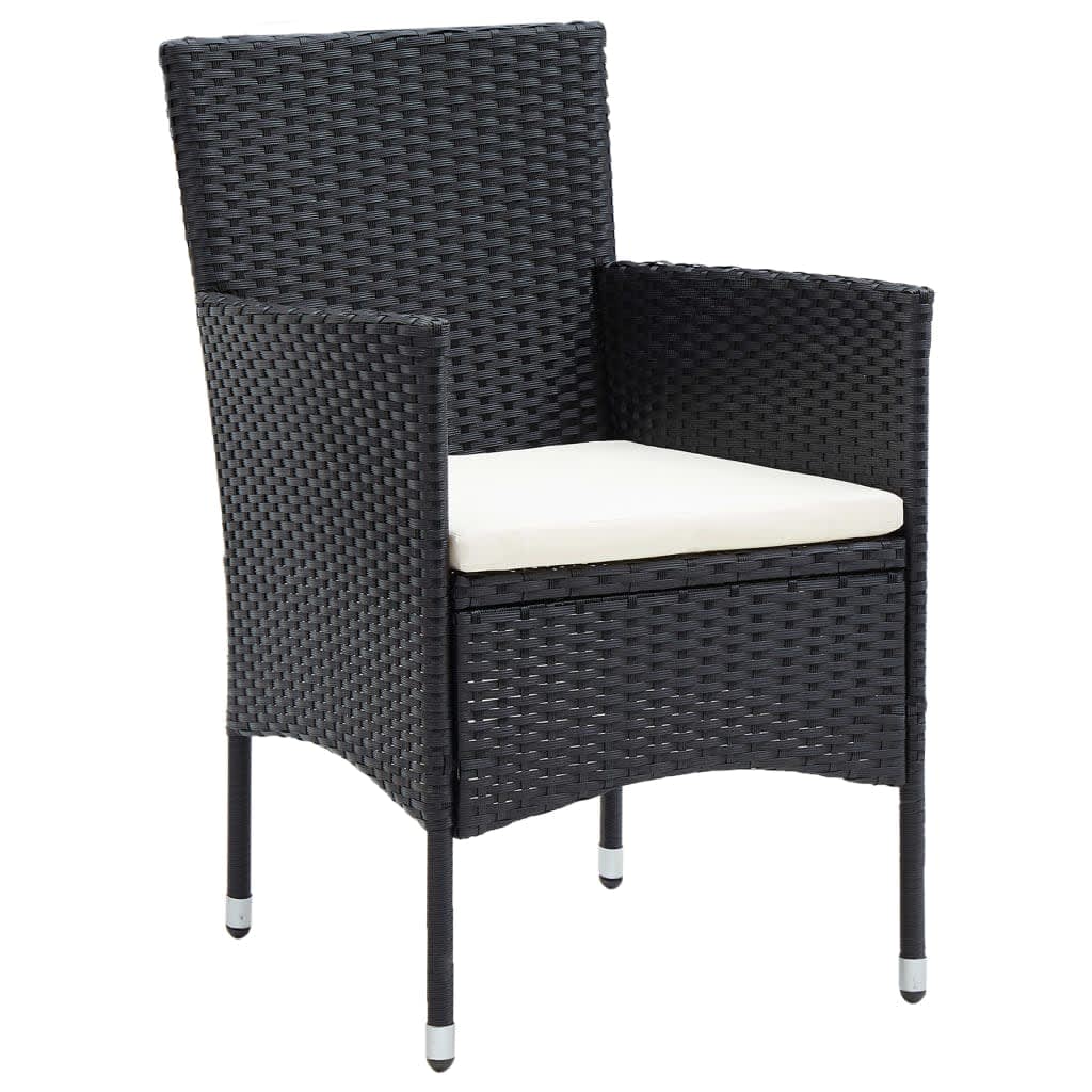 Ensemble à manger de jardin coussins 9pcs Résine tressée Noir