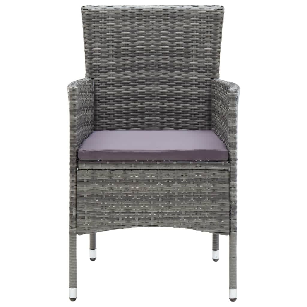 Ensemble à manger de jardin coussins 3pcs Résine tressée Gris