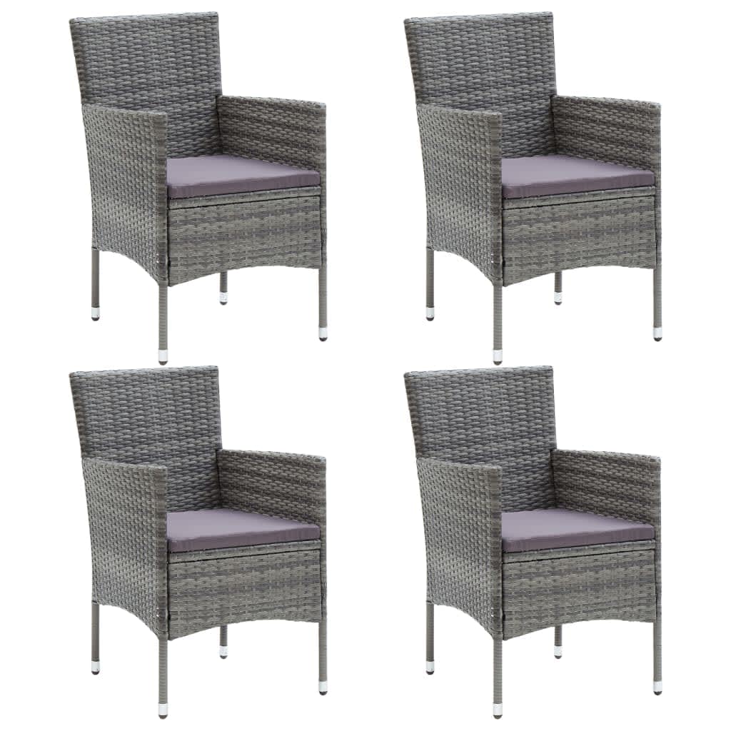Ensemble à manger de jardin coussins 5pcs Résine tressée Gris