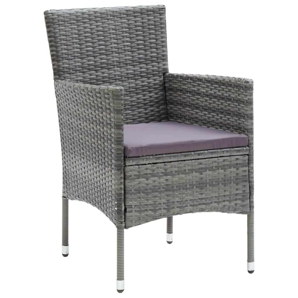 Ensemble à manger de jardin coussins 7pcs Résine tressée Gris