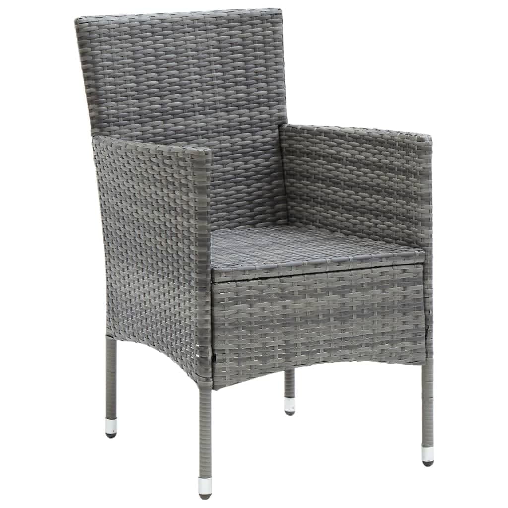 Ensemble à manger de jardin coussins 7pcs Résine tressée Gris