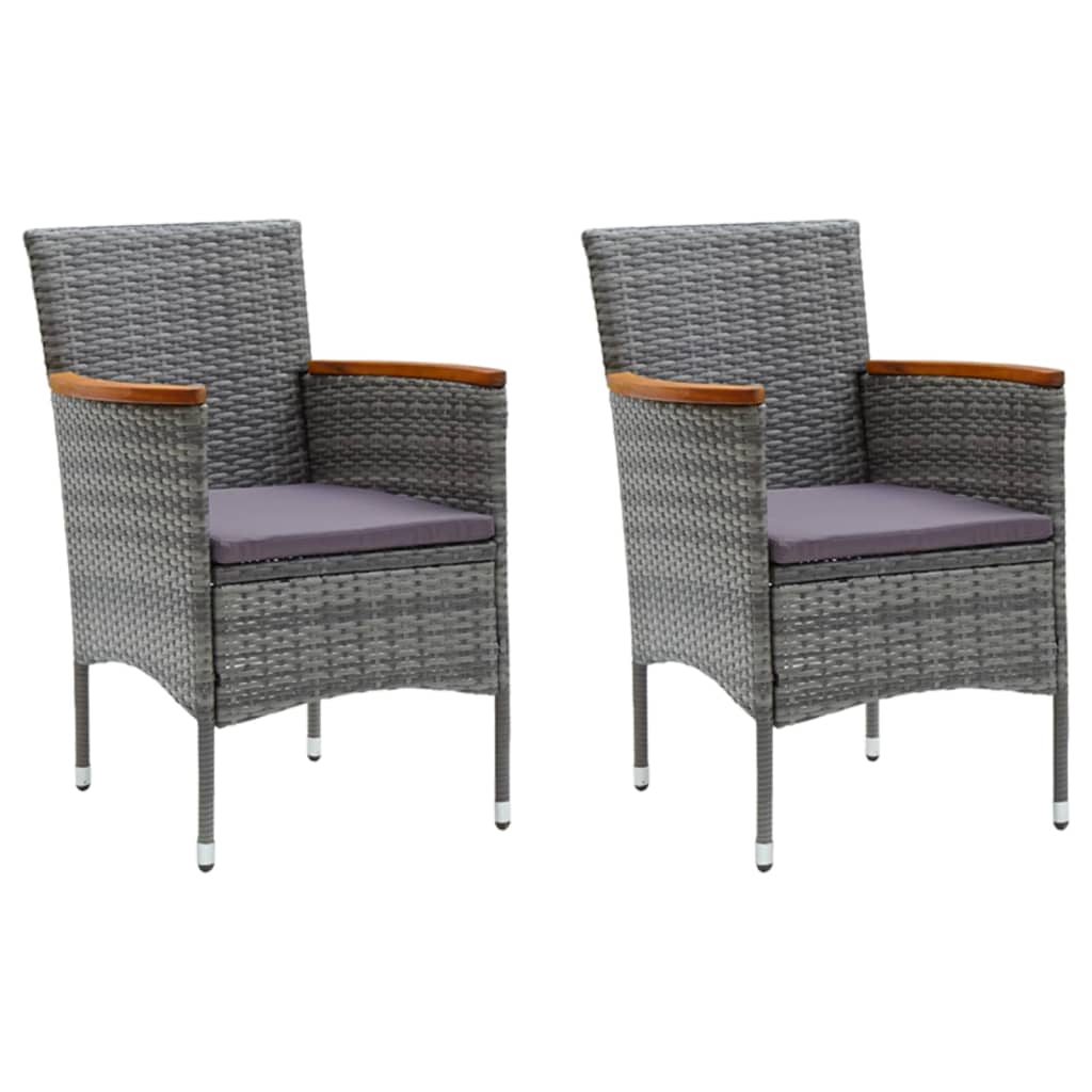 Ensemble à manger de jardin coussins 3pcs Résine tressée Gris