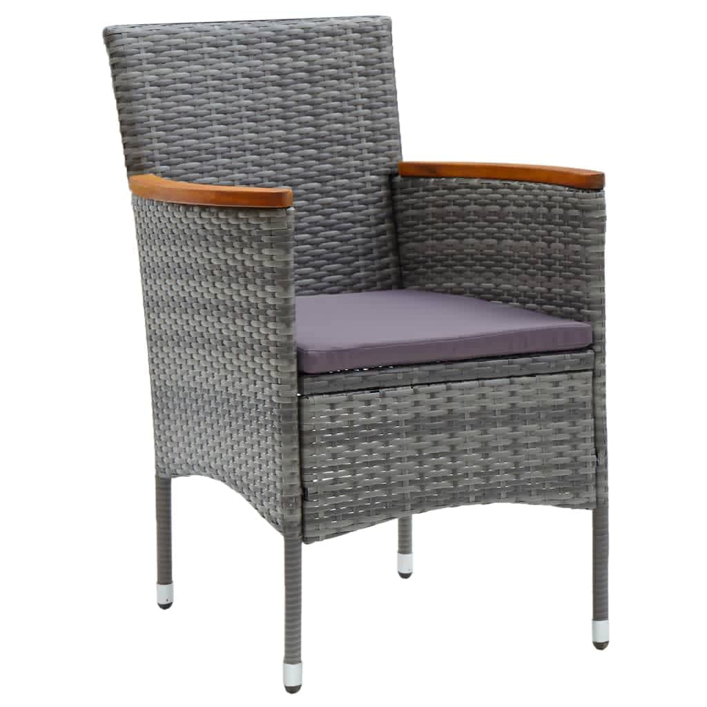 Ensemble à manger de jardin coussins 3pcs Résine tressée Gris