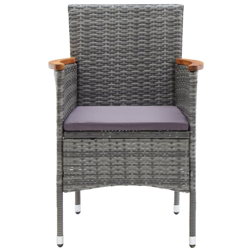 Ensemble à manger de jardin coussins 3pcs Résine tressée Gris
