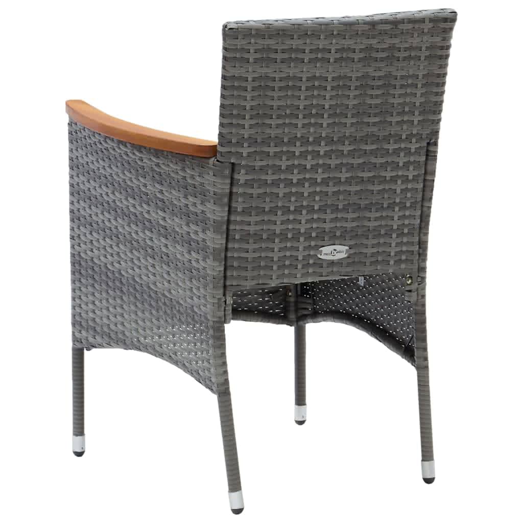 Ensemble à manger de jardin coussins 3pcs Résine tressée Gris