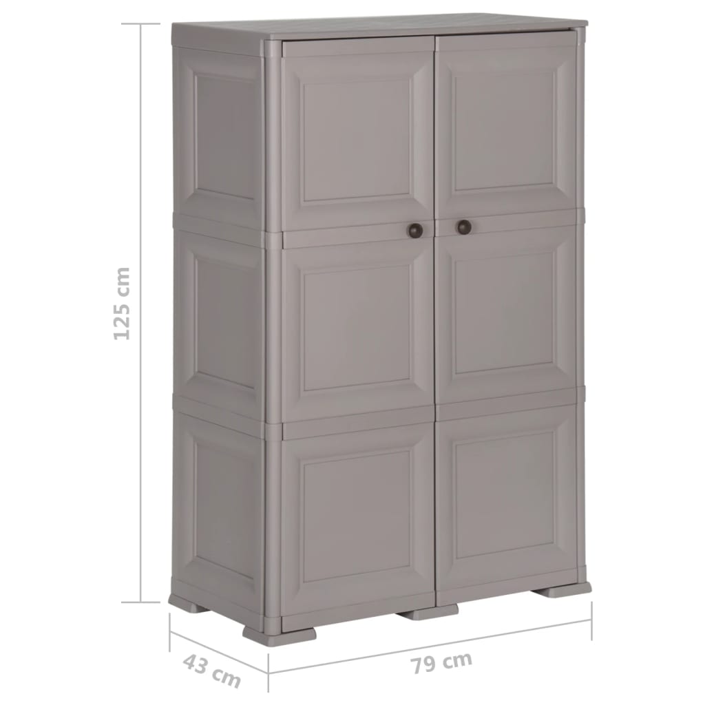 Armoire en plastique 79x43x125 cm Design de bois Gris - XIOS