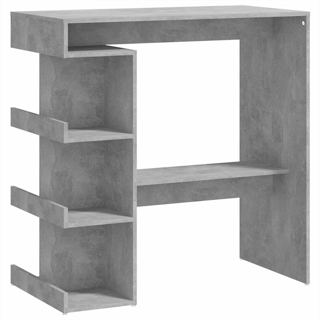 Table de bar étagère de rangement Gris béton Bois d'ingénierie - XIOS