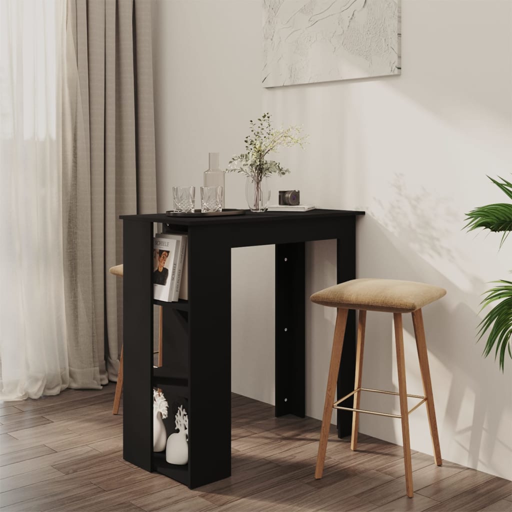Table de bar avec étagère Noir 102x50x103,5cm Bois d'ingénierie - XIOS