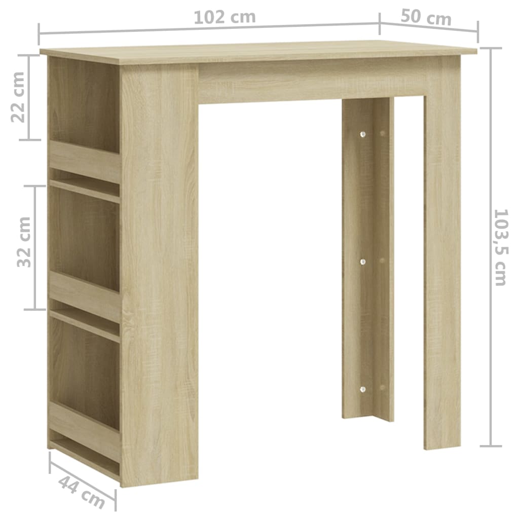 Table de bar avec rangement Chêne sonoma 102x50x103,5 cm - XIOS