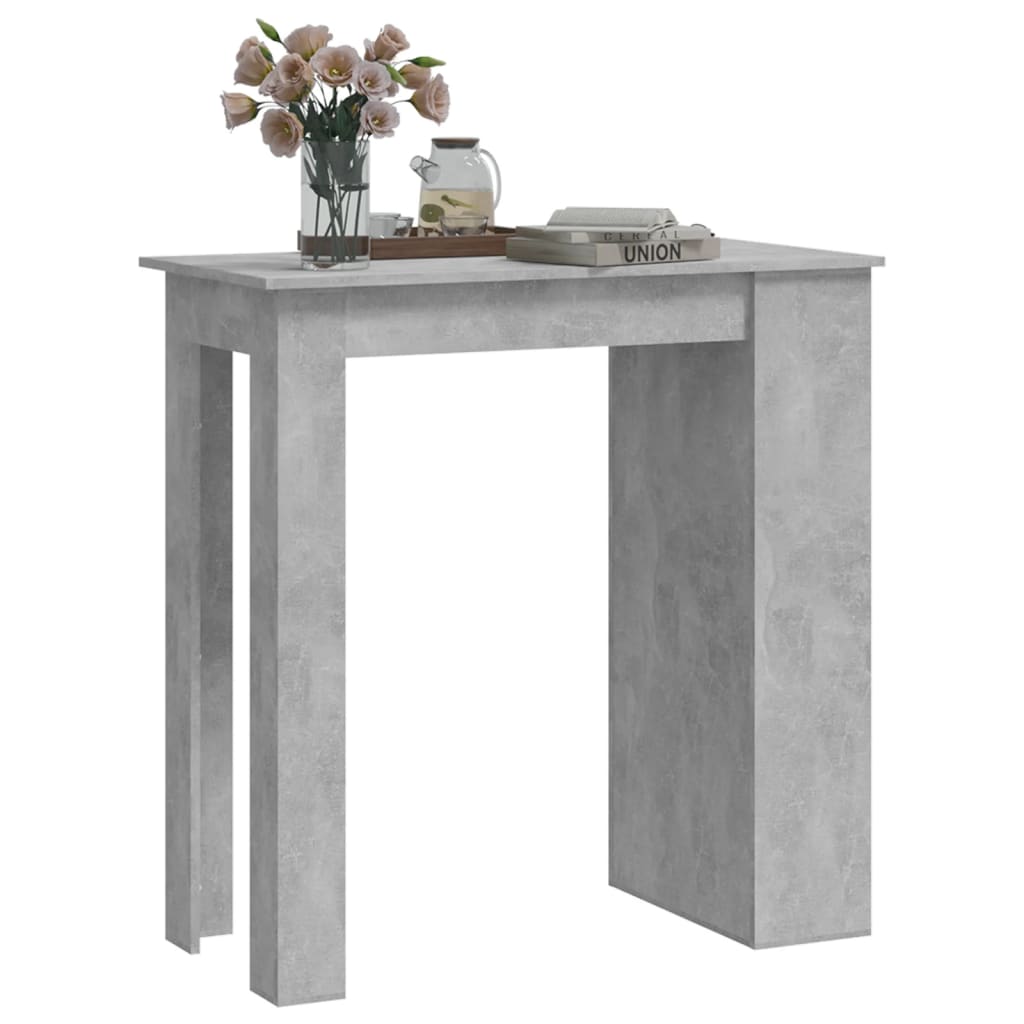 Table de bar à étagère de rangement Gris béton 102x50x103,5 cm - XIOS