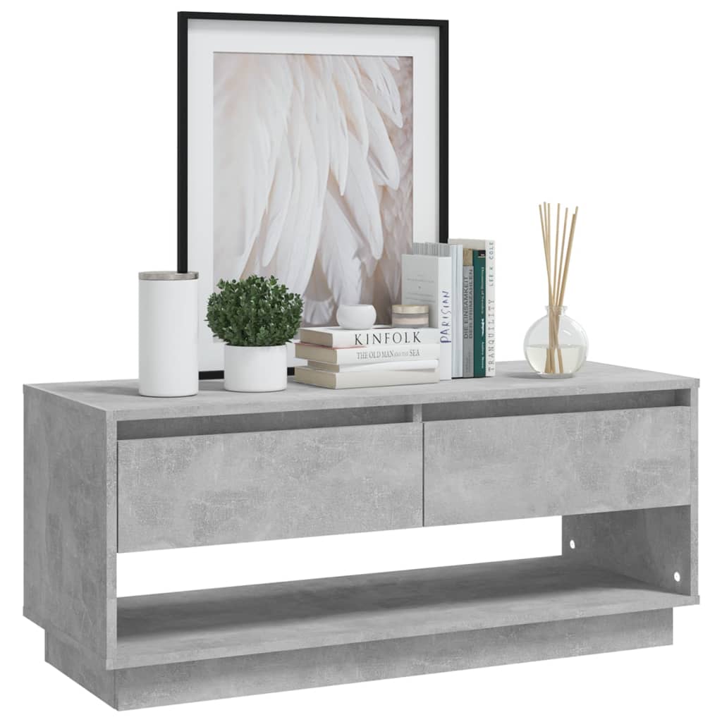 Meuble TV gris béton 102x41x44 cm bois d'ingénierie - XIOS