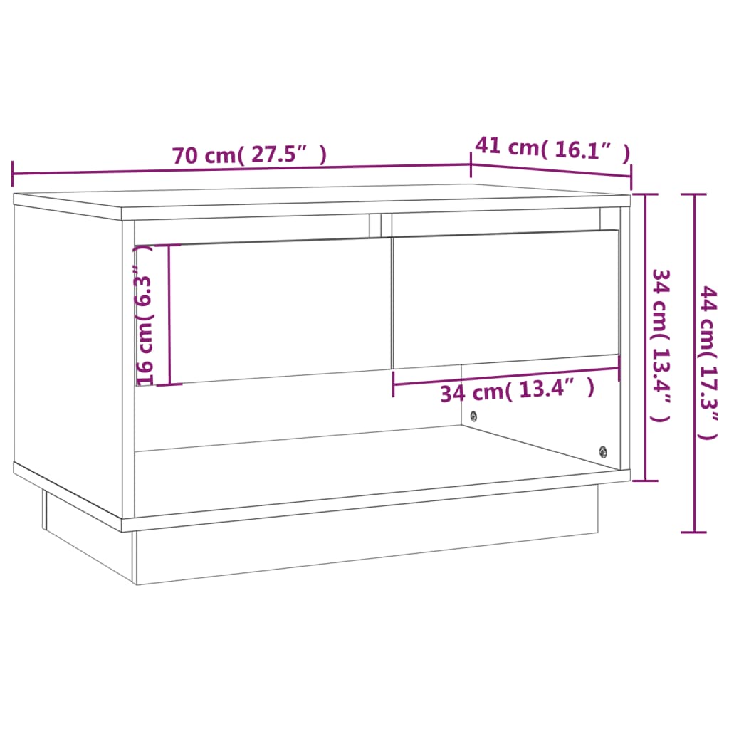 Meuble TV gris béton 70x41x44 cm bois d'ingénierie - XIOS