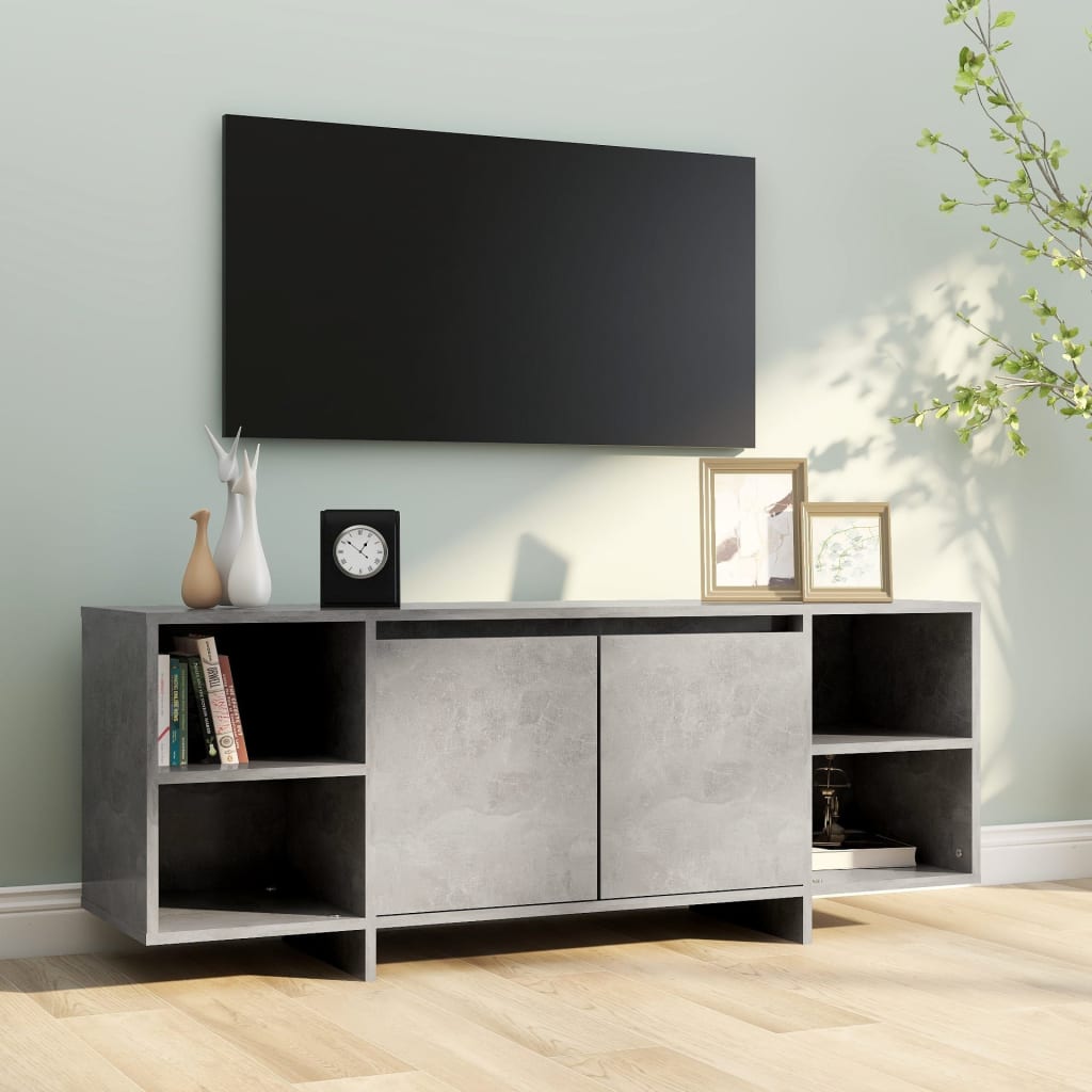 Meuble TV Gris béton 130x35x50 cm Bois d'ingénierie - XIOS