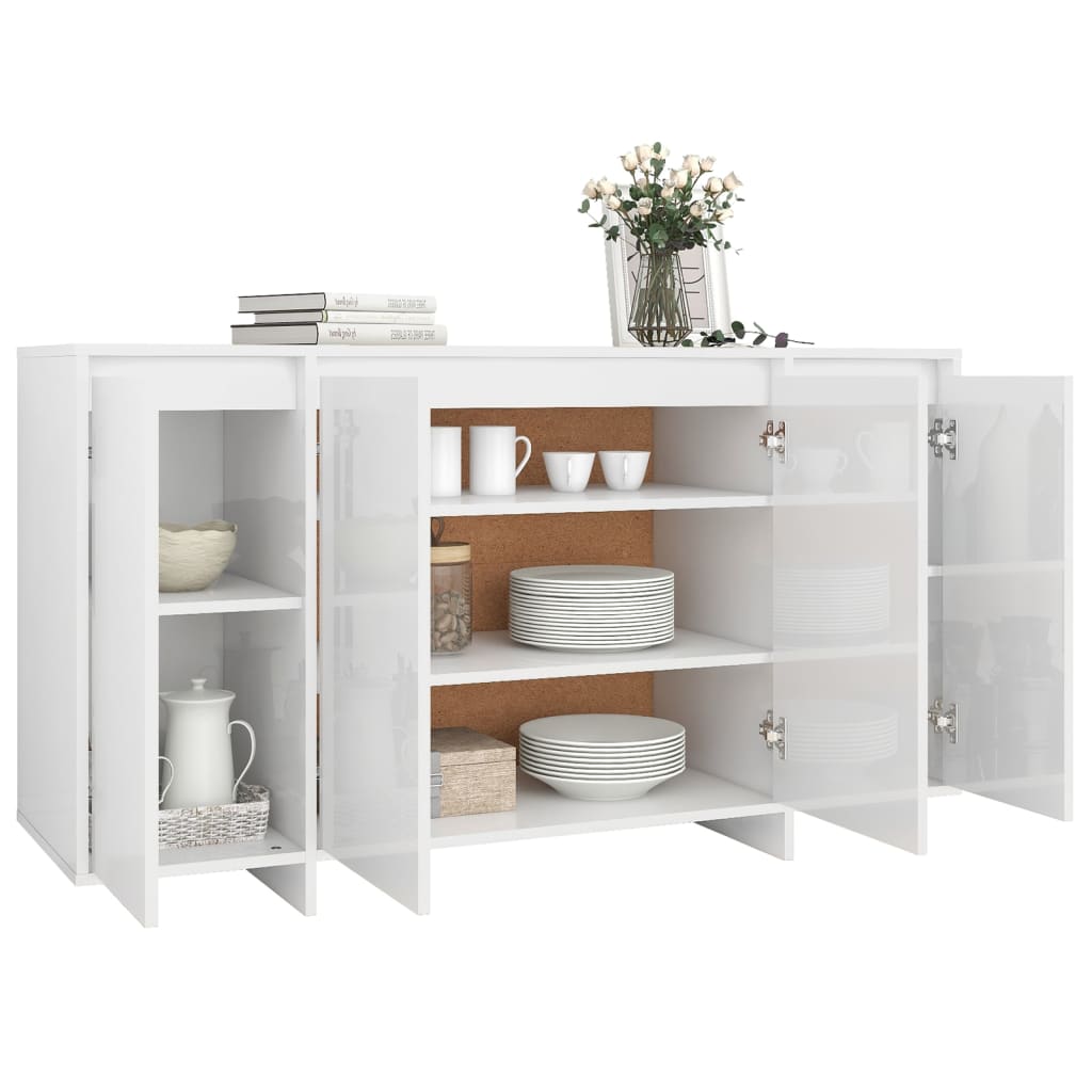 Buffet blanc brillant 135x41x75 cm bois d'ingénierie - XIOS