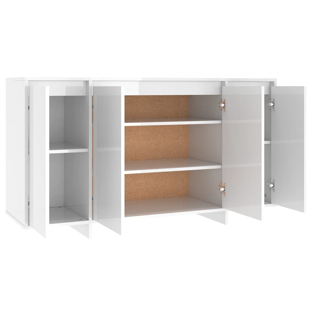 Buffet blanc brillant 135x41x75 cm bois d'ingénierie - XIOS