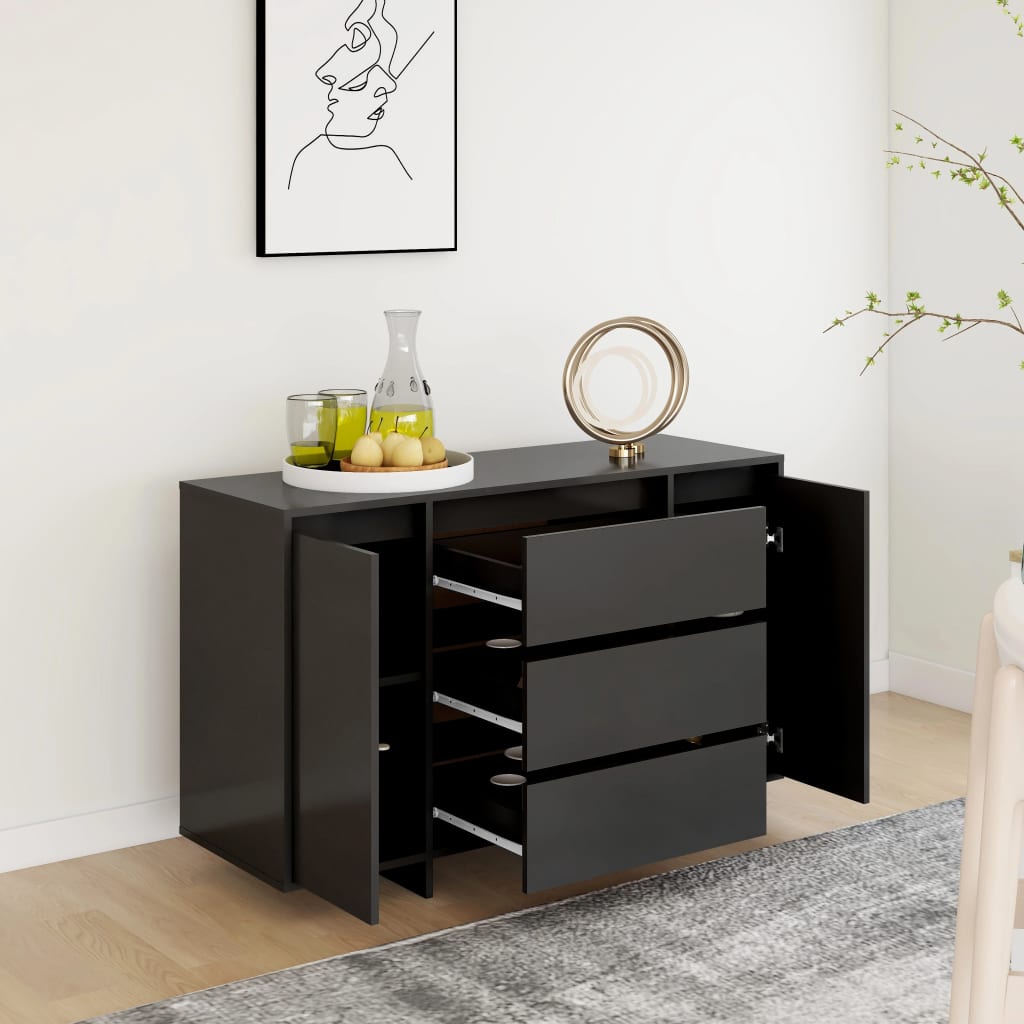 Buffet avec 3 tiroirs Noir 120x41x75 cm Bois d'ingénierie - XIOS