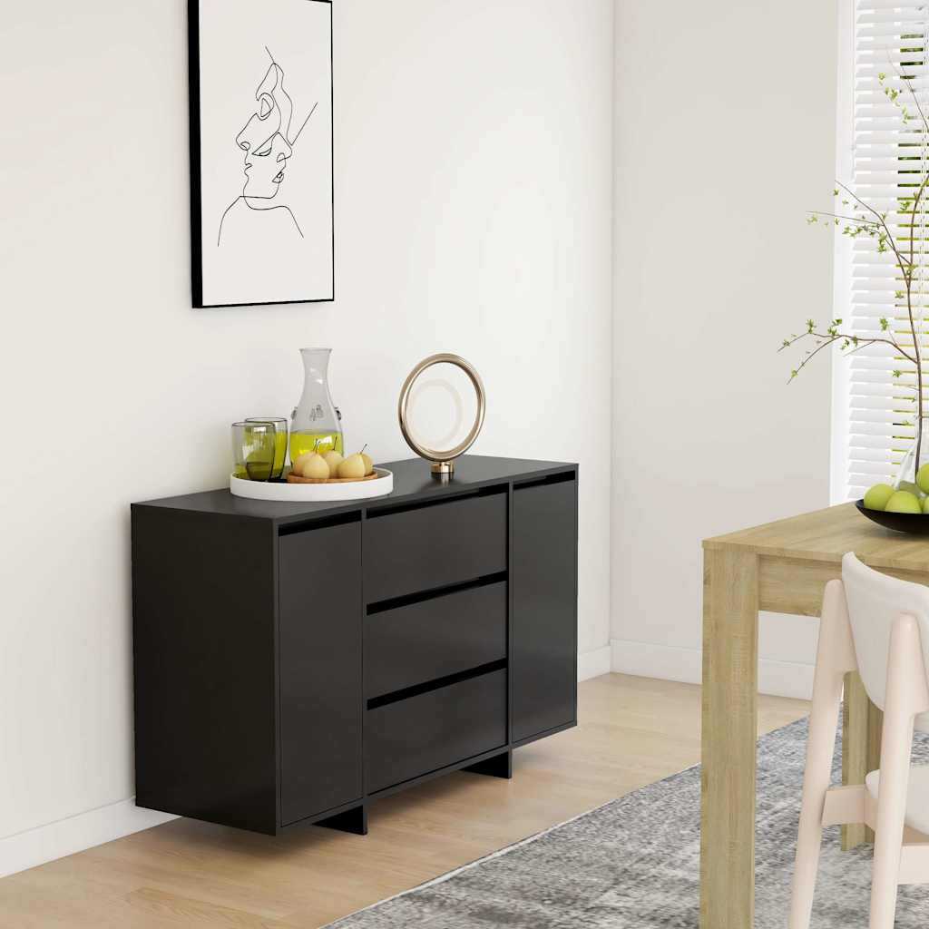 Buffet avec 3 tiroirs Noir 120x41x75 cm Bois d'ingénierie