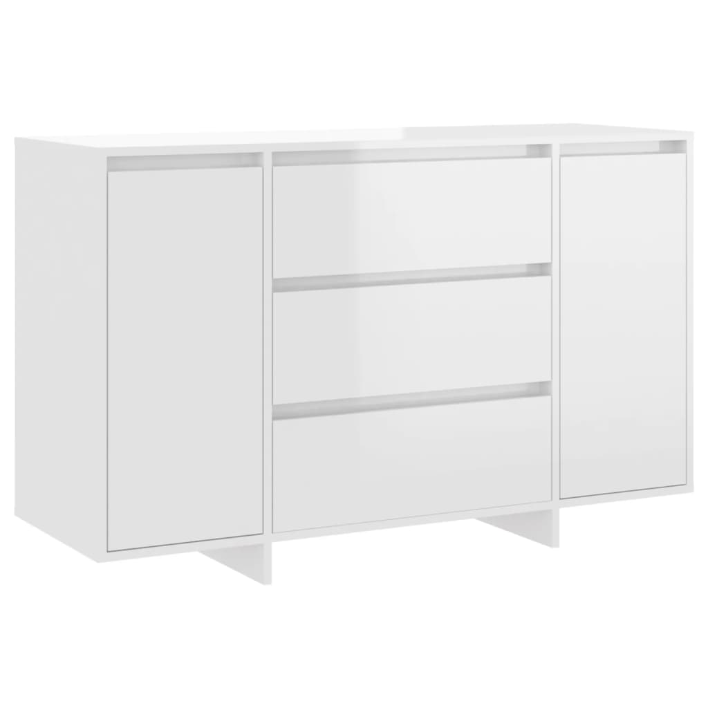 Buffet et 3 tiroirs Blanc brillant 120x41x75 cm Bois ingénierie - XIOS