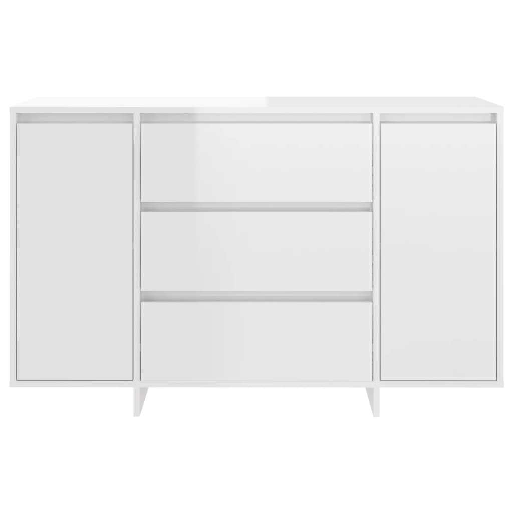Buffet et 3 tiroirs Blanc brillant 120x41x75 cm Bois ingénierie - XIOS