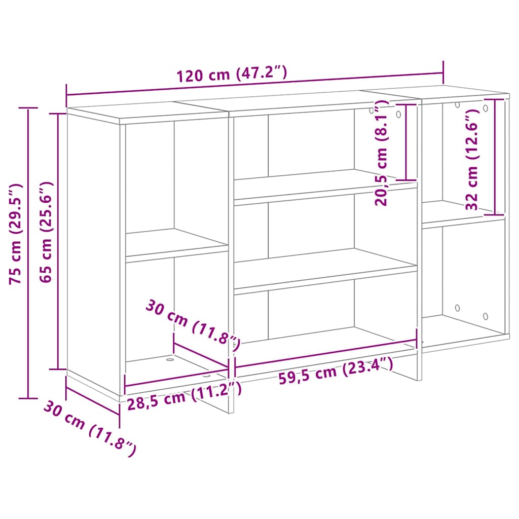 Buffet blanc 120x30x75 cm bois d'ingénierie