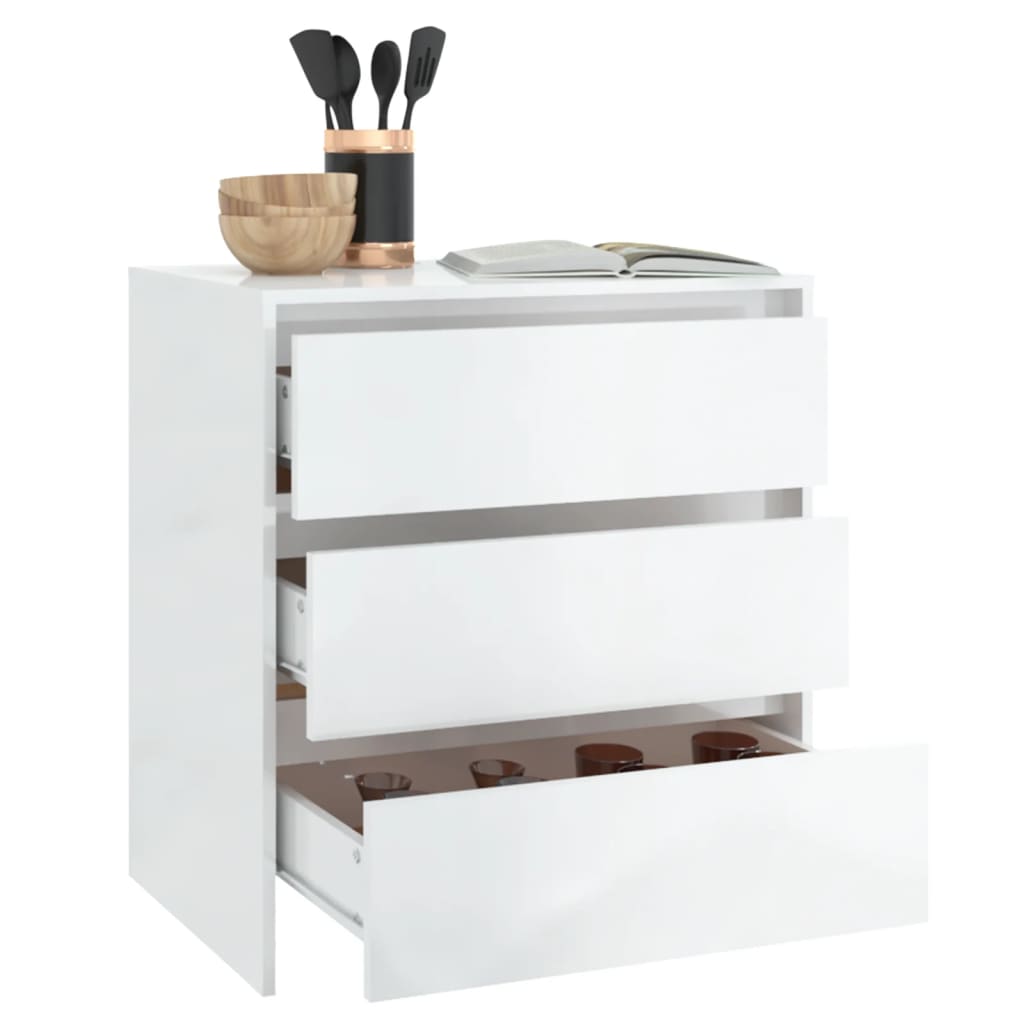 Buffet Blanc brillant 70x41x75 cm Bois d'ingénierie - XIOS
