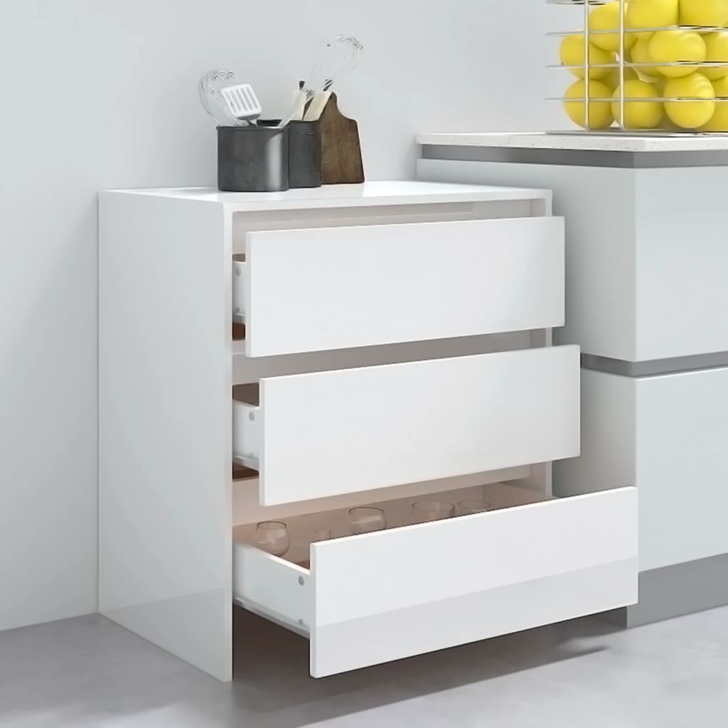 Buffet Blanc brillant 70x41x75 cm Bois d'ingénierie - XIOS