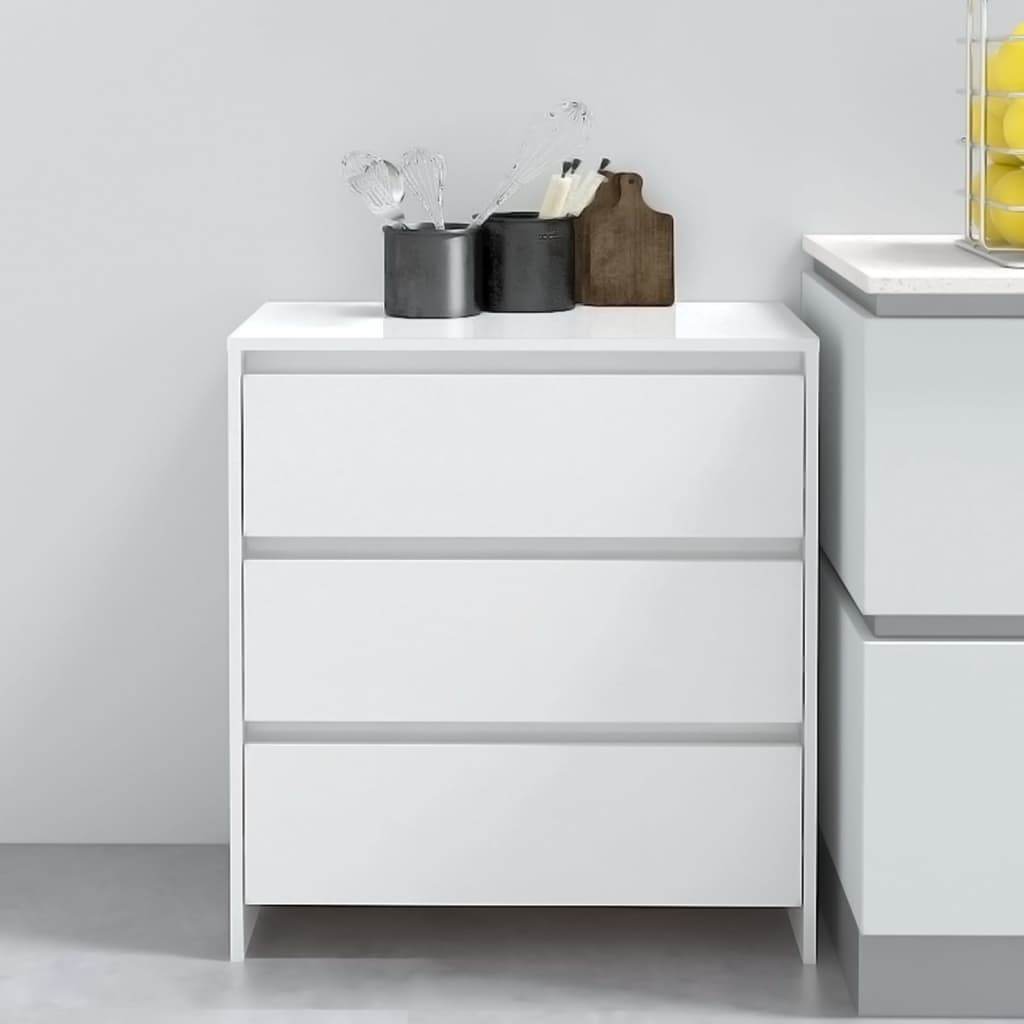 Buffet Blanc brillant 70x41x75 cm Bois d'ingénierie - XIOS
