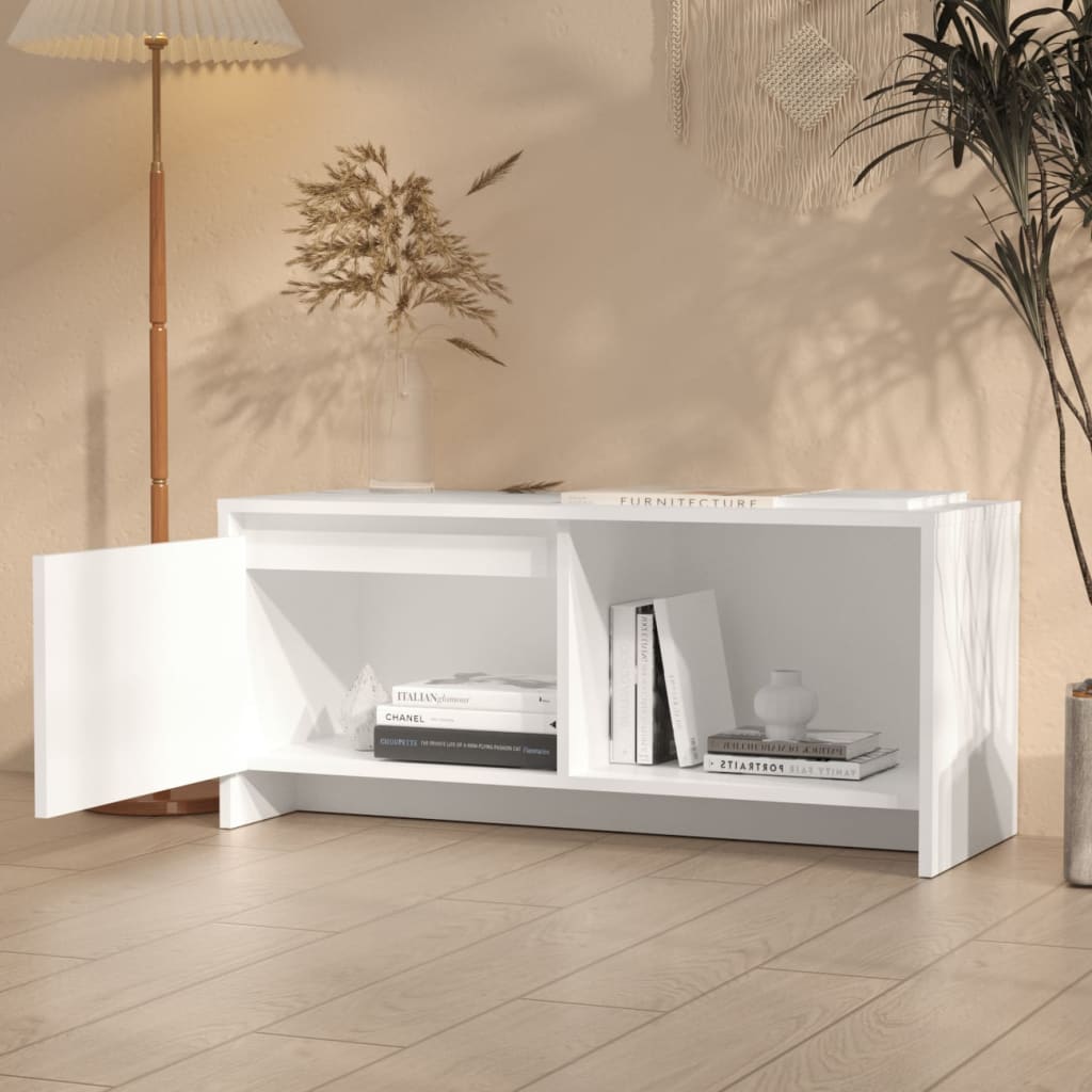 Meuble TV Blanc 90x35x40 cm Bois d'ingénierie - XIOS