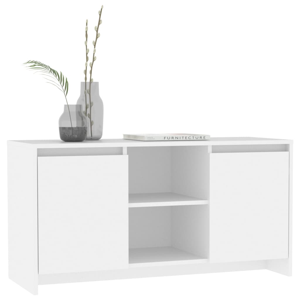 Meuble TV Blanc 102x37,5x52,5 cm Bois d'ingénierie - XIOS