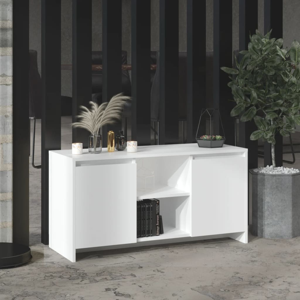Meuble TV Blanc 102x37,5x52,5 cm Bois d'ingénierie - XIOS