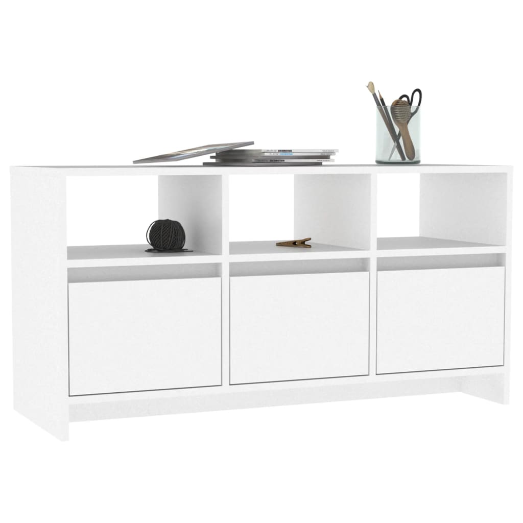 Meuble TV Blanc 102x37,5x52,5 cm Bois d'ingénierie