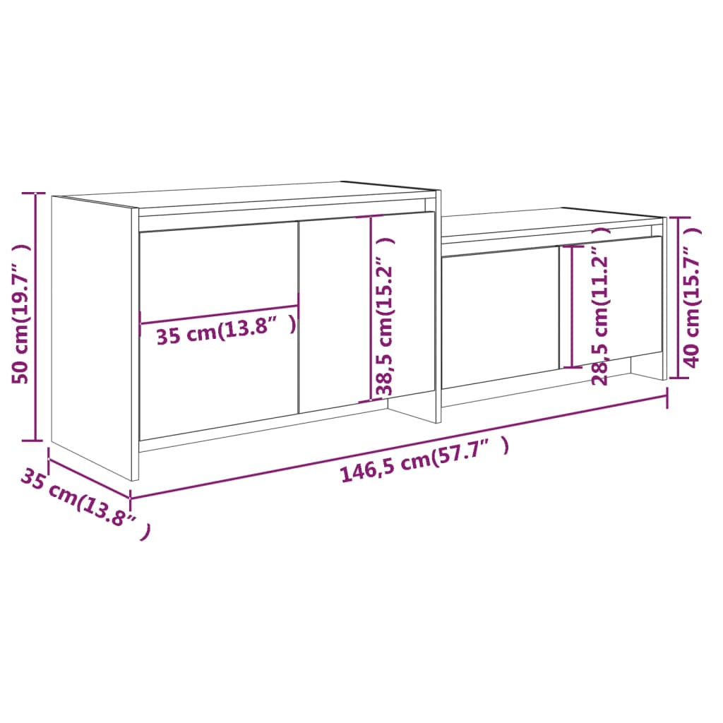 Meuble TV Chêne sonoma 146,5x35x50 cm Bois d'ingénierie - XIOS