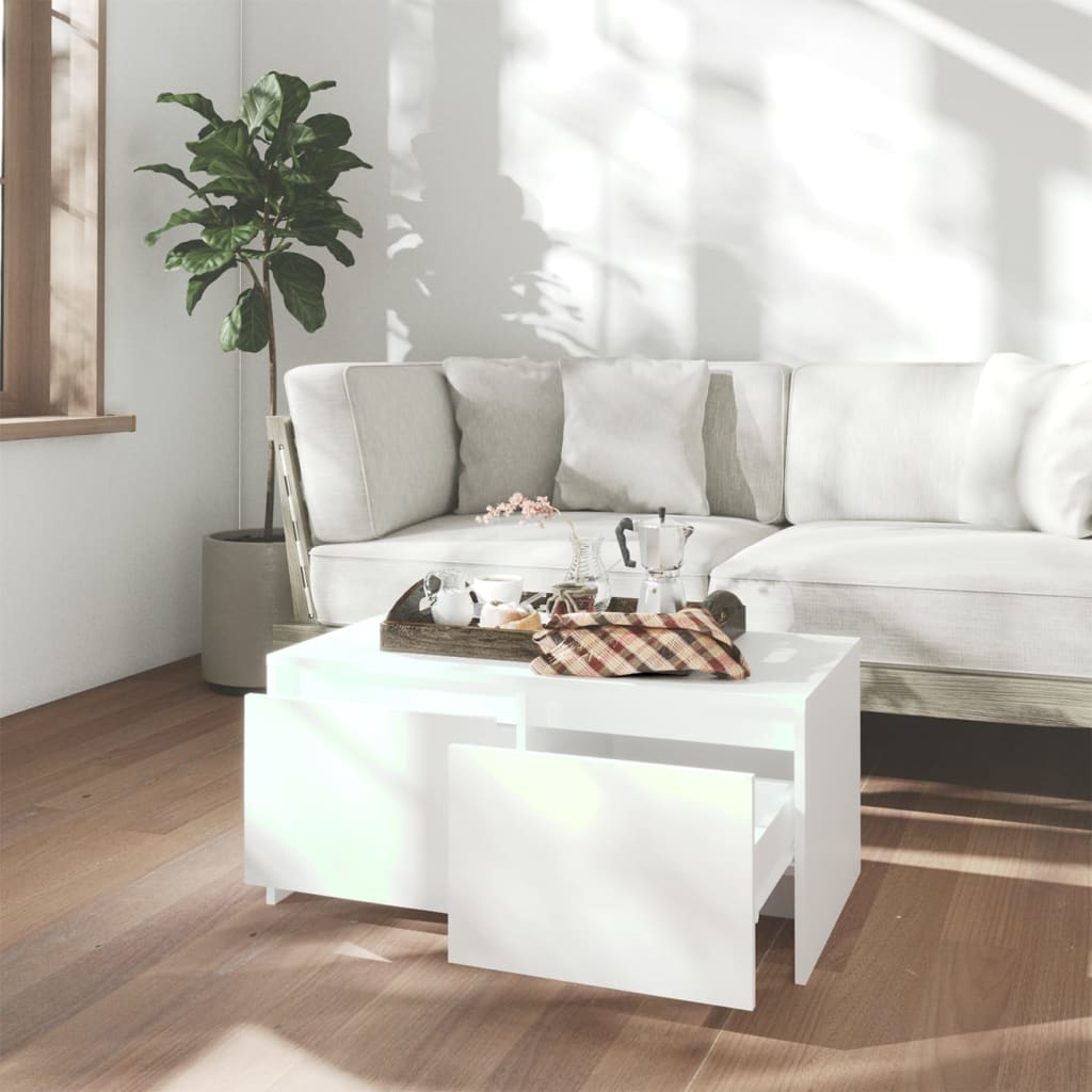 Table basse blanc 90x50x41,5 cm bois d'ingénierie - XIOS
