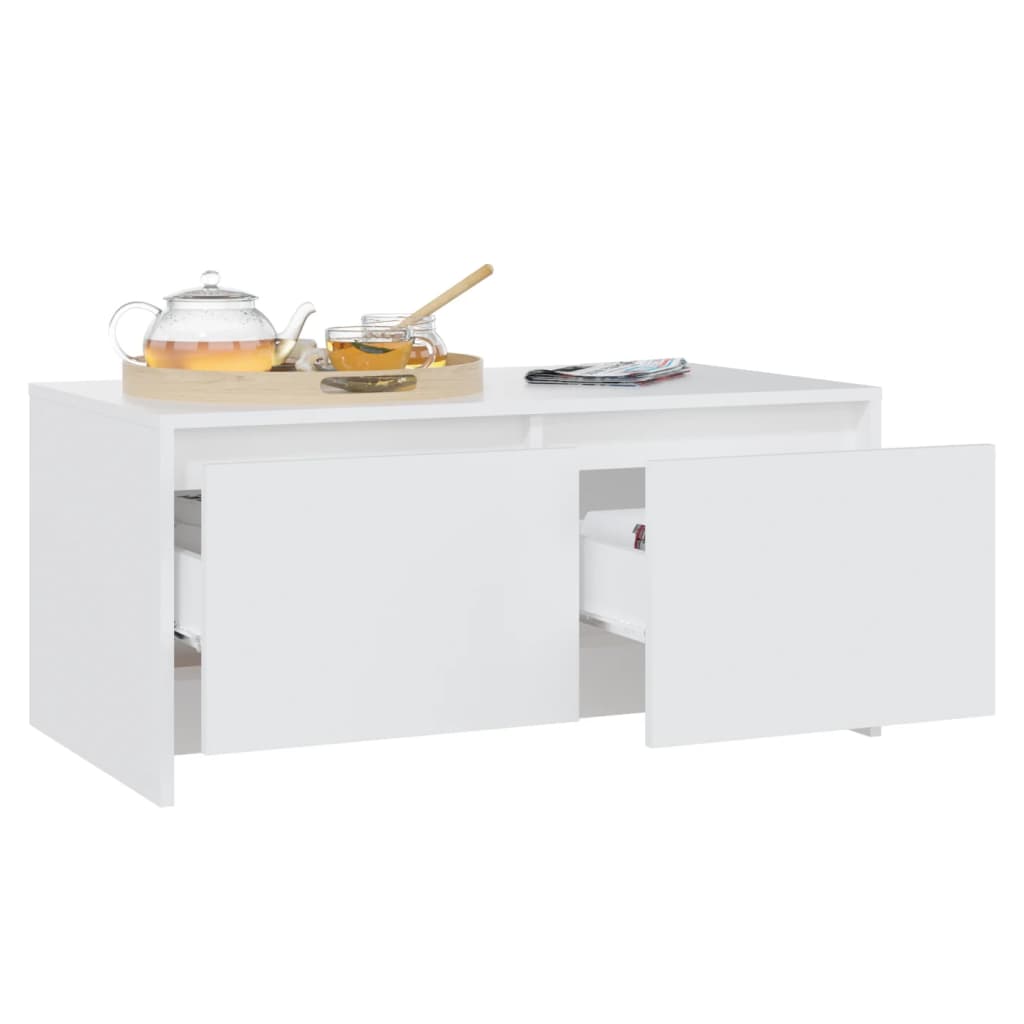 Table basse blanc 90x50x41,5 cm bois d'ingénierie - XIOS