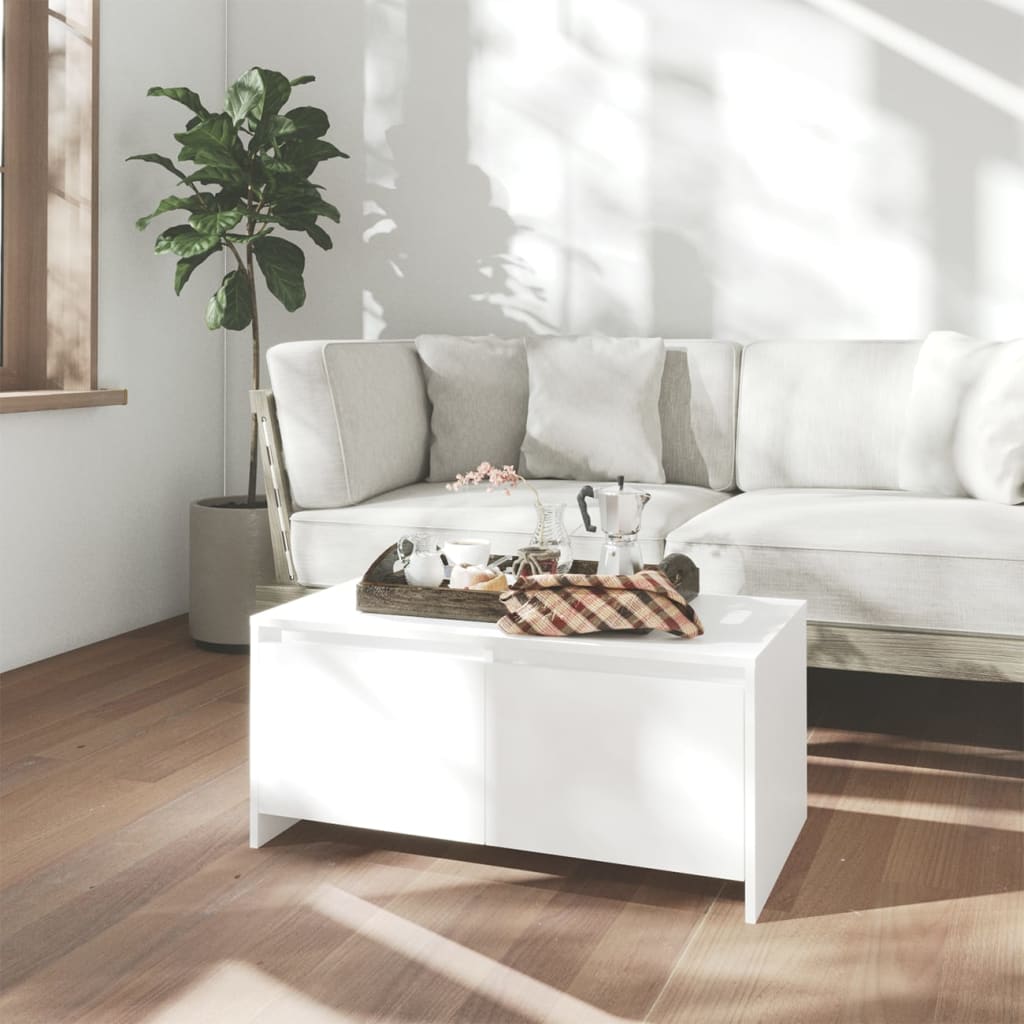 Table basse blanc 90x50x41,5 cm bois d'ingénierie - XIOS