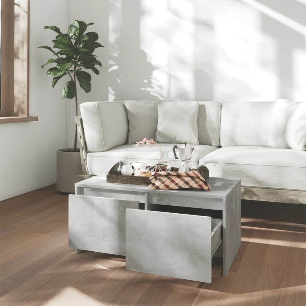 Table basse gris béton 90x50x41,5 cm bois d'ingénierie - XIOS