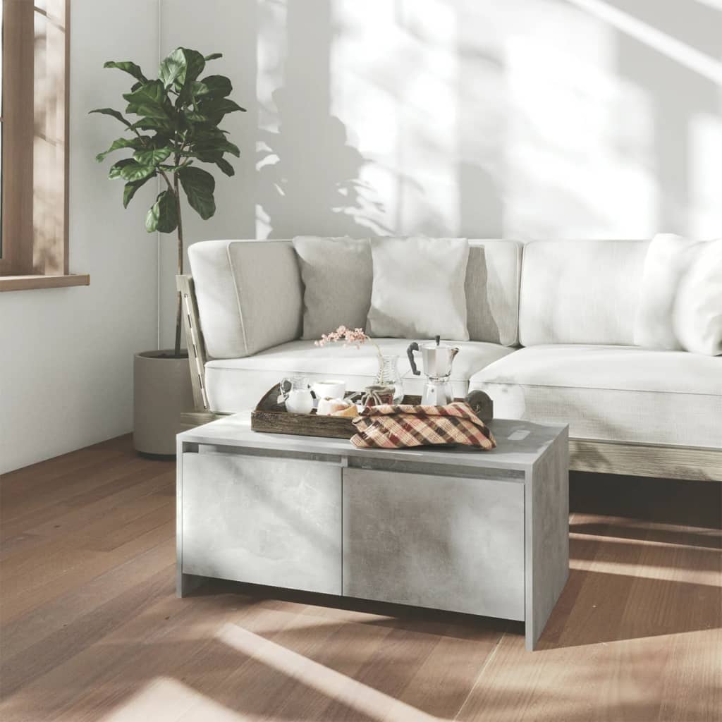 Table basse gris béton 90x50x41,5 cm bois d'ingénierie - XIOS