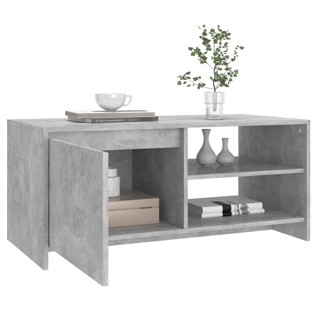Table basse Gris béton 102x50x45 cm Bois d'ingénierie